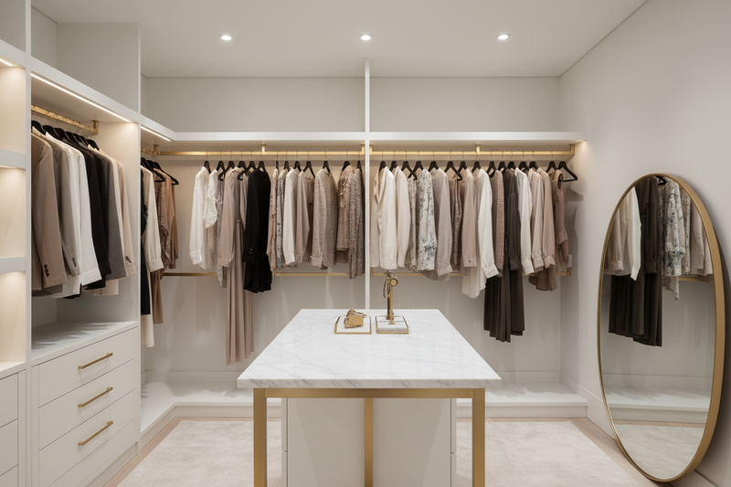 closet with black hangers